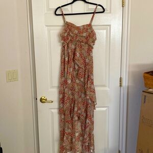 adjustable spaghetti strap, flowing ladies size large floral dress